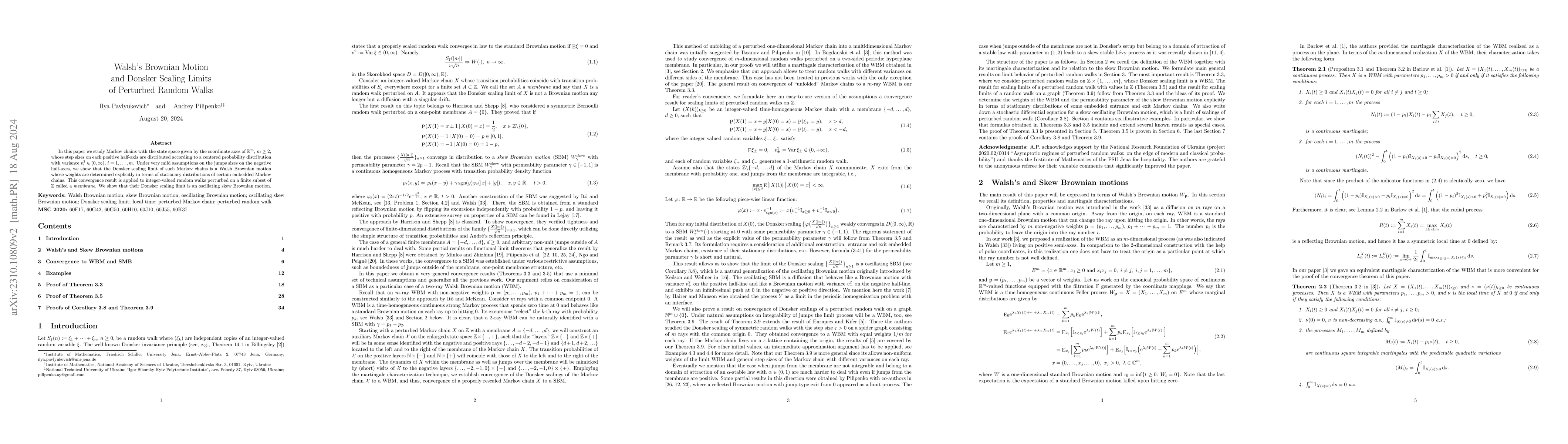 Thumbnail for Walsh's Brownian Motion and Donsker Scaling Limits of Perturbed Random
  Walks