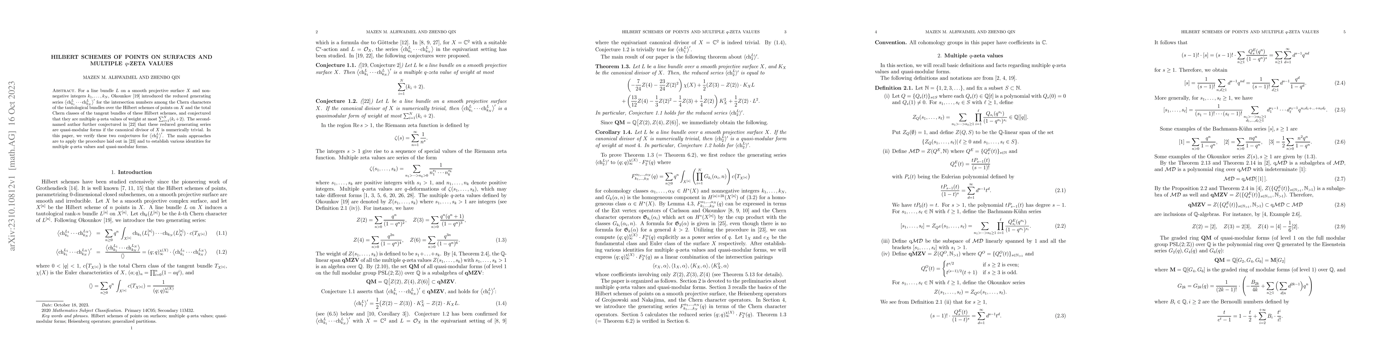Thumbnail for Hilbert schemes of points on surfaces and multiple q-zeta values