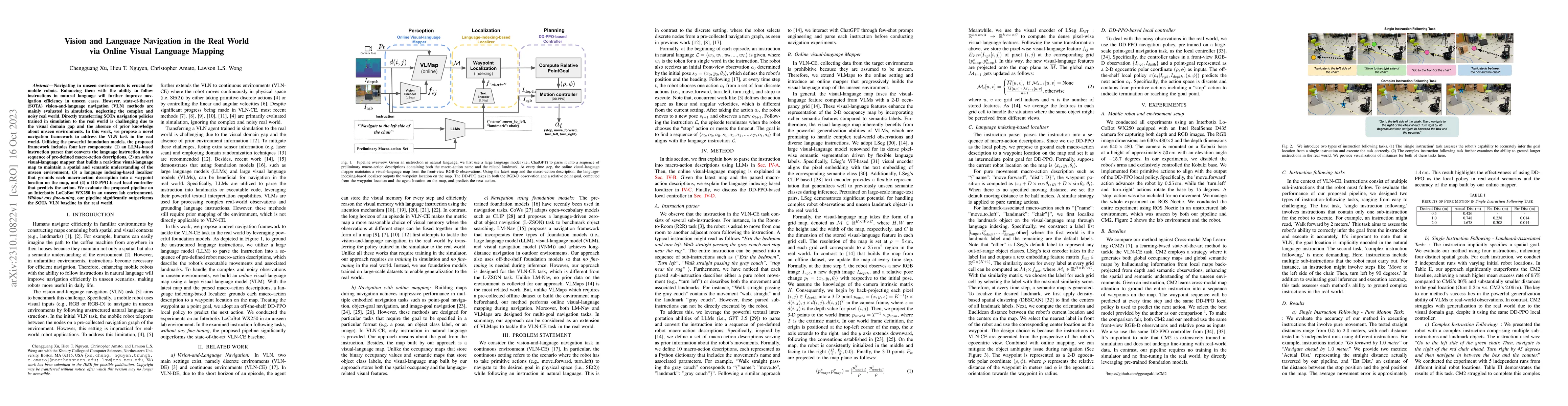 Thumbnail for Vision and Language Navigation in the Real World via Online Visual
  Language Mapping