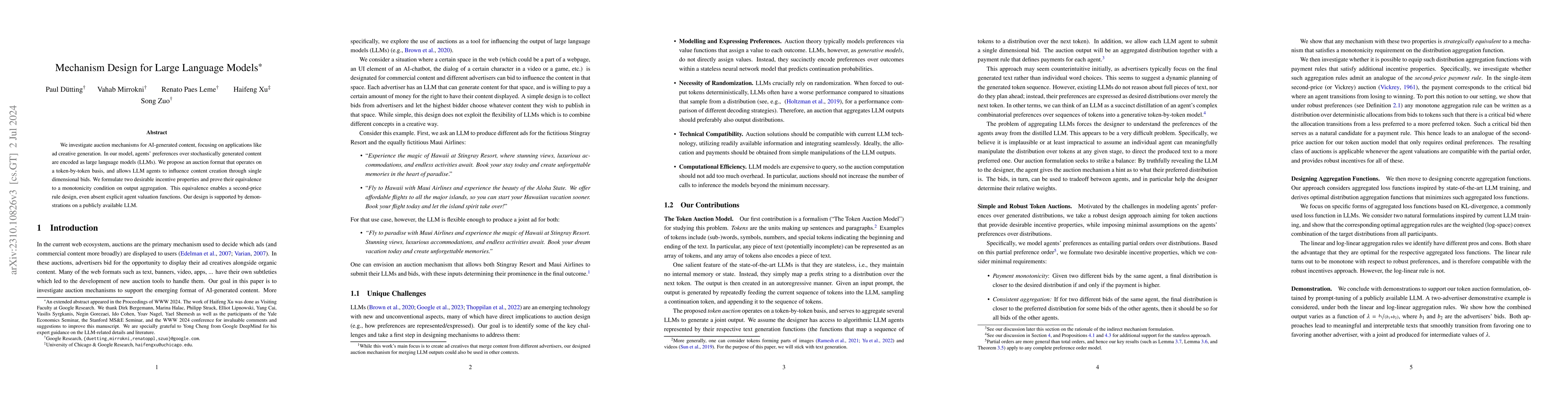 Thumbnail for Mechanism Design for Large Language Models