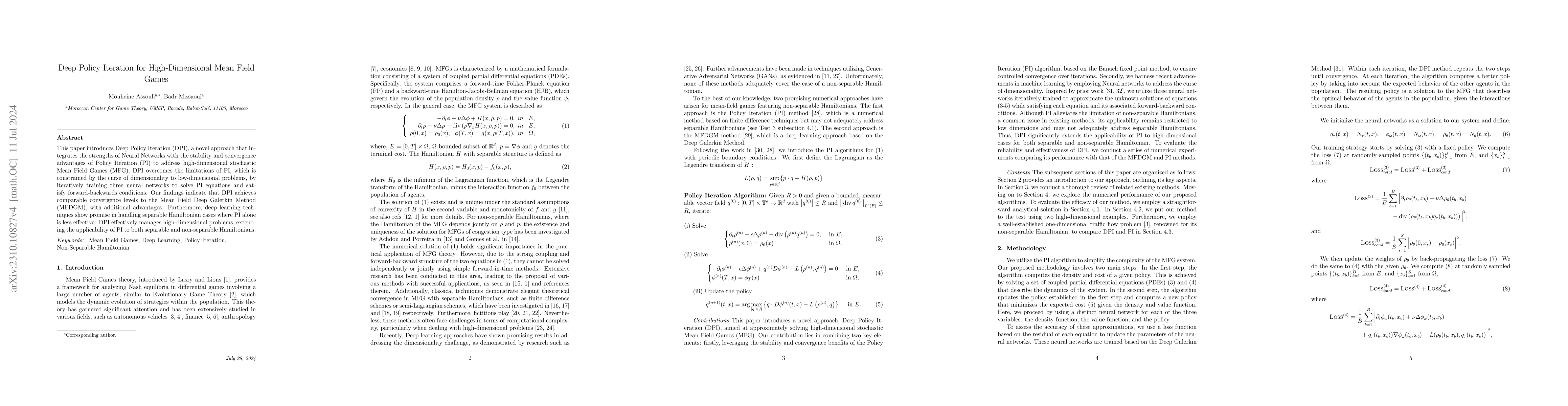 Thumbnail for Deep Policy Iteration for High-Dimensional Mean Field Games