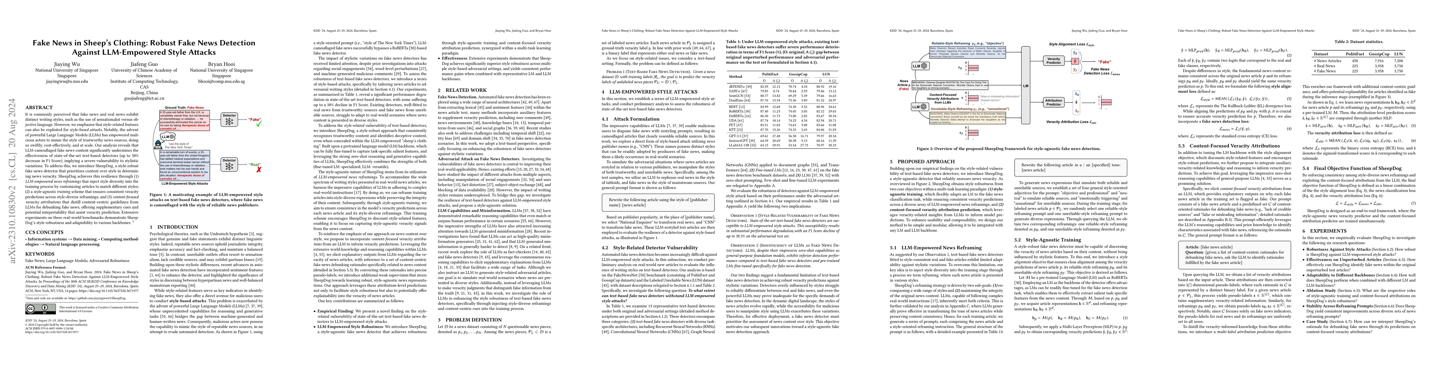 Thumbnail for Fake News in Sheep's Clothing: Robust Fake News Detection Against
  LLM-Empowered Style Attacks