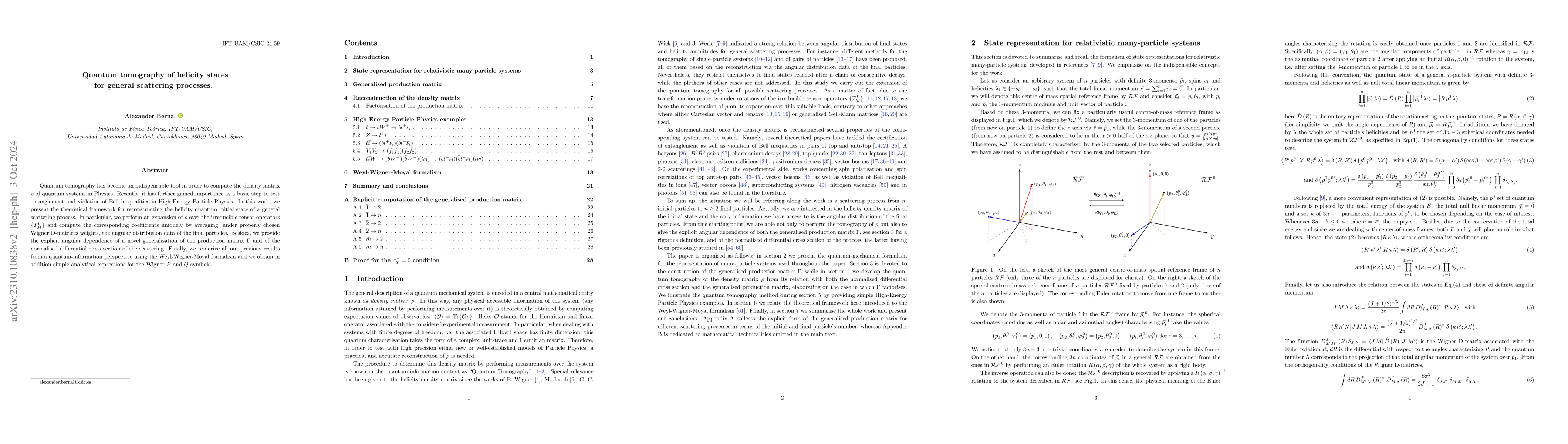 Thumbnail for Quantum tomography of helicity states for general scattering processes