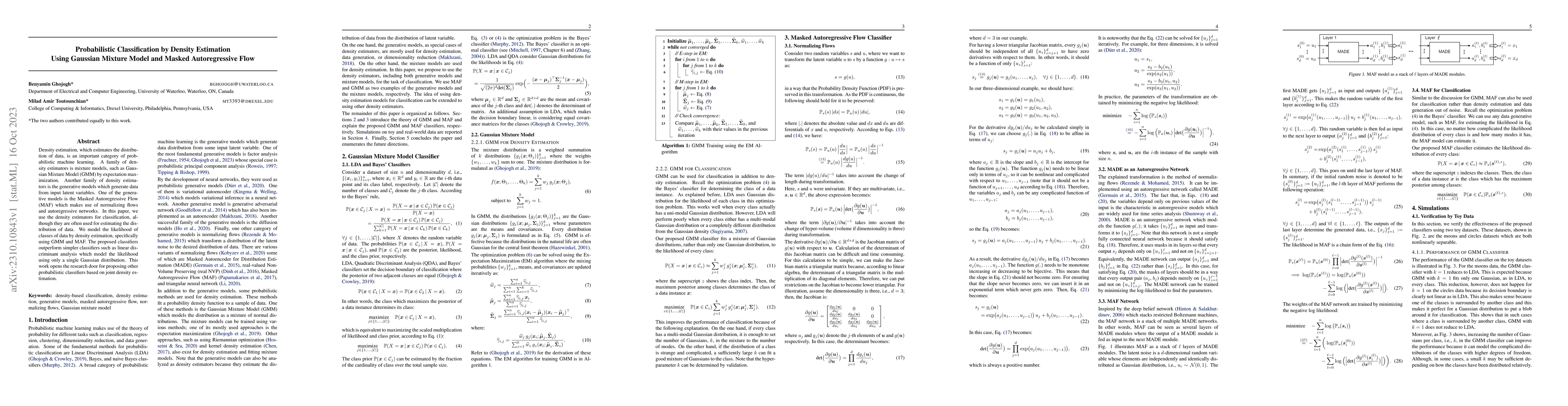 Thumbnail for Probabilistic Classification by Density Estimation Using Gaussian
  Mixture Model and Masked Autoregressive Flow