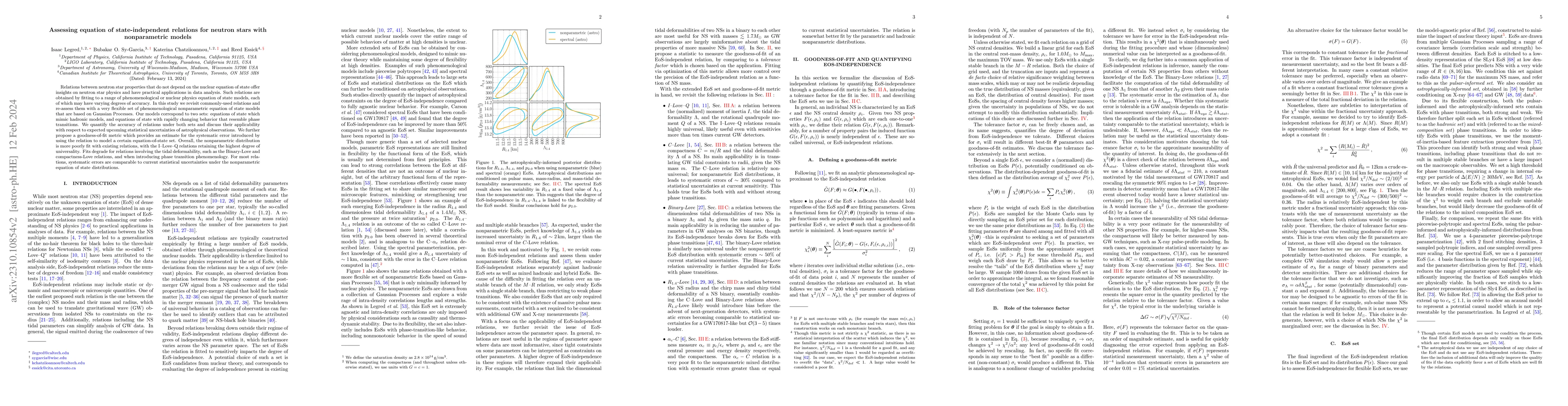 Thumbnail for Assessing equation of state-independent relations for neutron stars with
  nonparametric models
