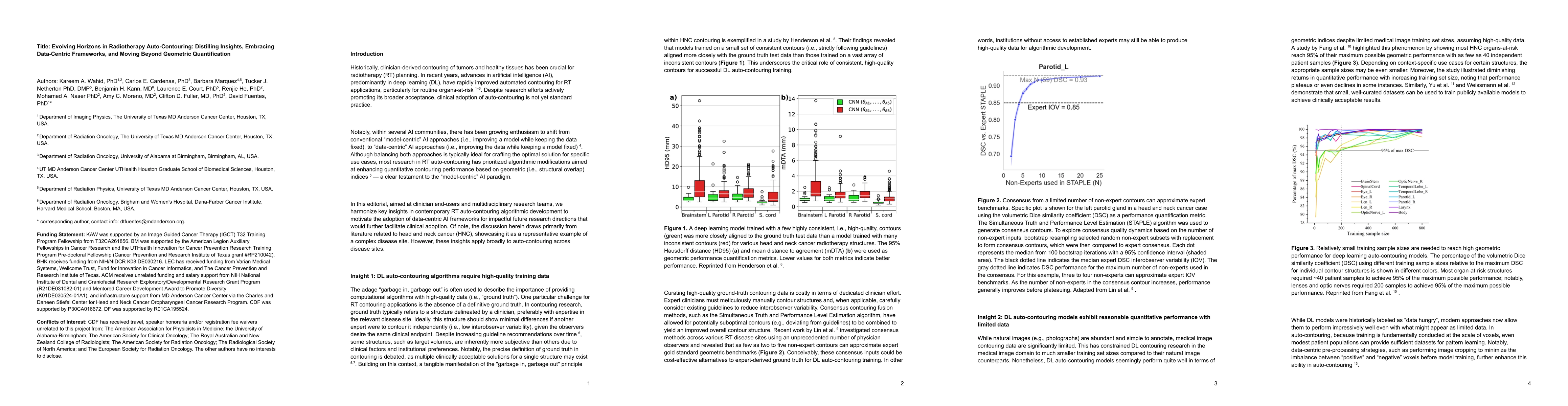 Thumbnail for Evolving Horizons in Radiotherapy Auto-Contouring: Distilling Insights,
  Embracing Data-Centric Frameworks, and Moving Beyond Geometric Quantification