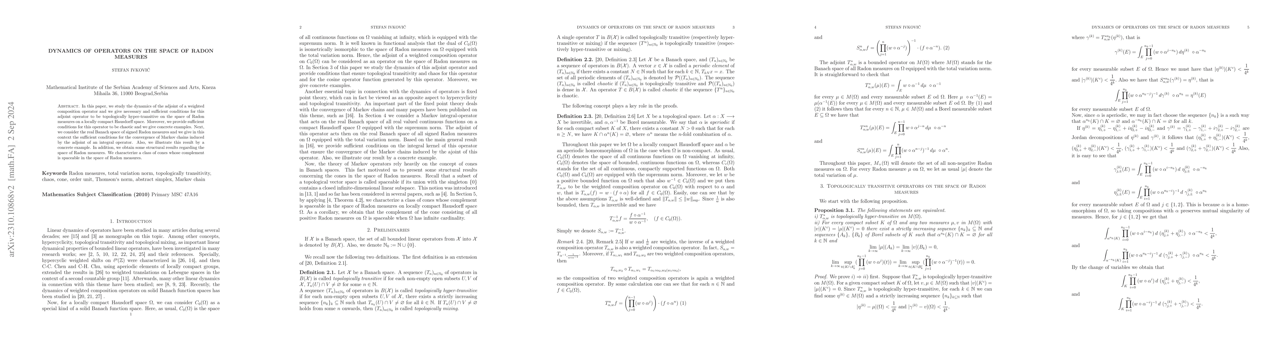 Thumbnail for Dynamics of operators on the space of Radon measures