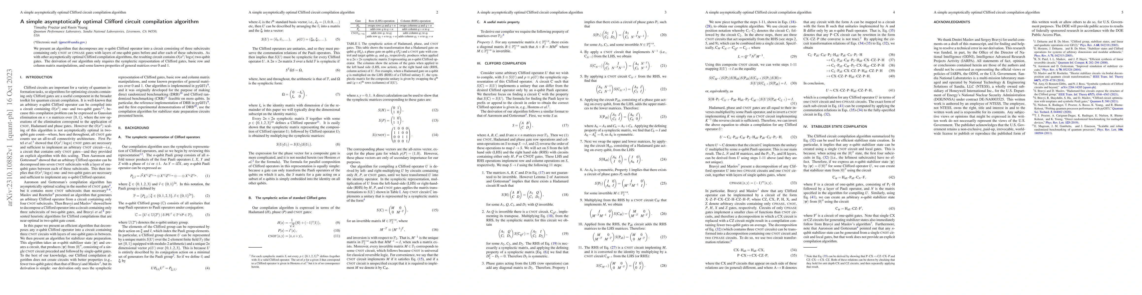 Thumbnail for A simple asymptotically optimal Clifford circuit compilation algorithm