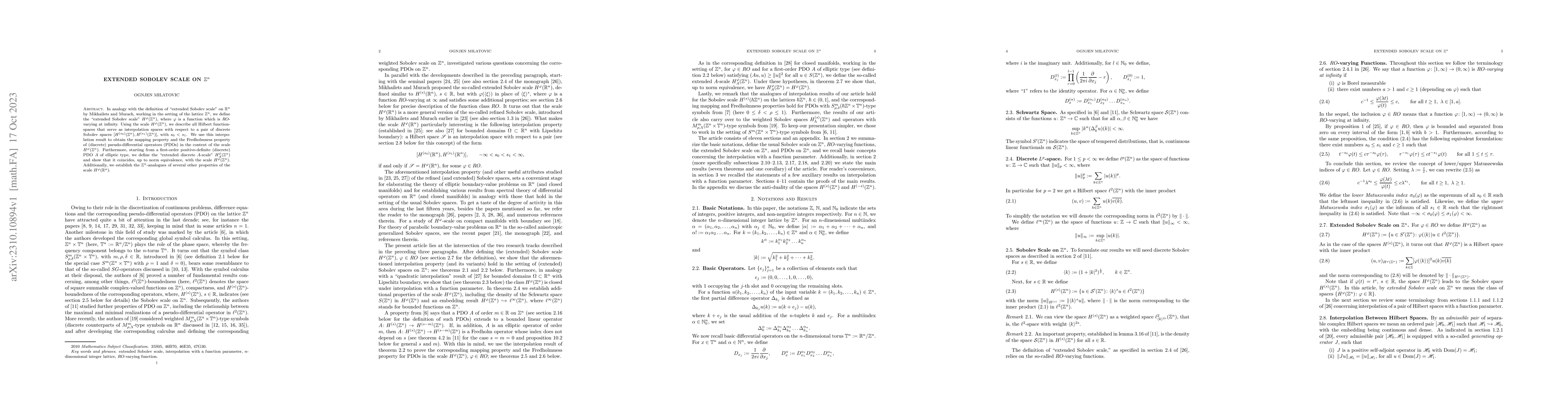 Thumbnail for Extended Sobolev Scale on $\mathbb{Z}^n$