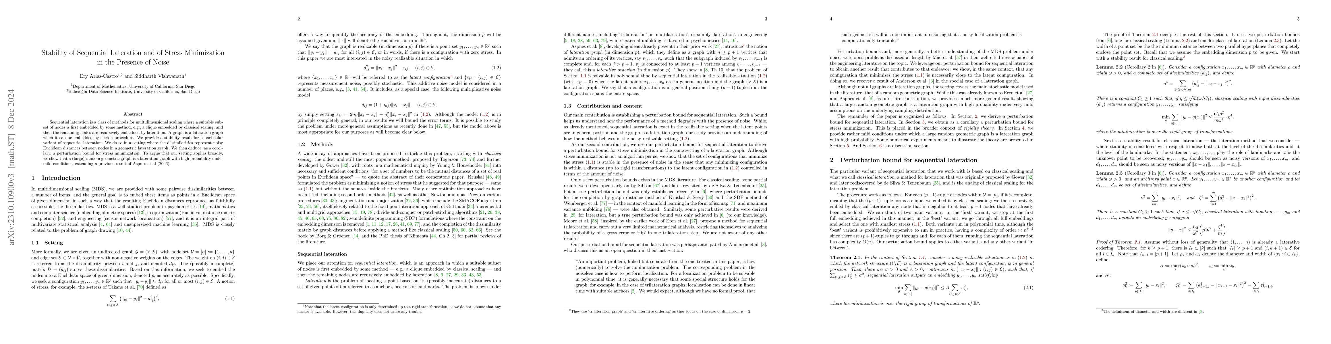 Thumbnail for Stability of Sequential Lateration and of Stress Minimization in the
  Presence of Noise