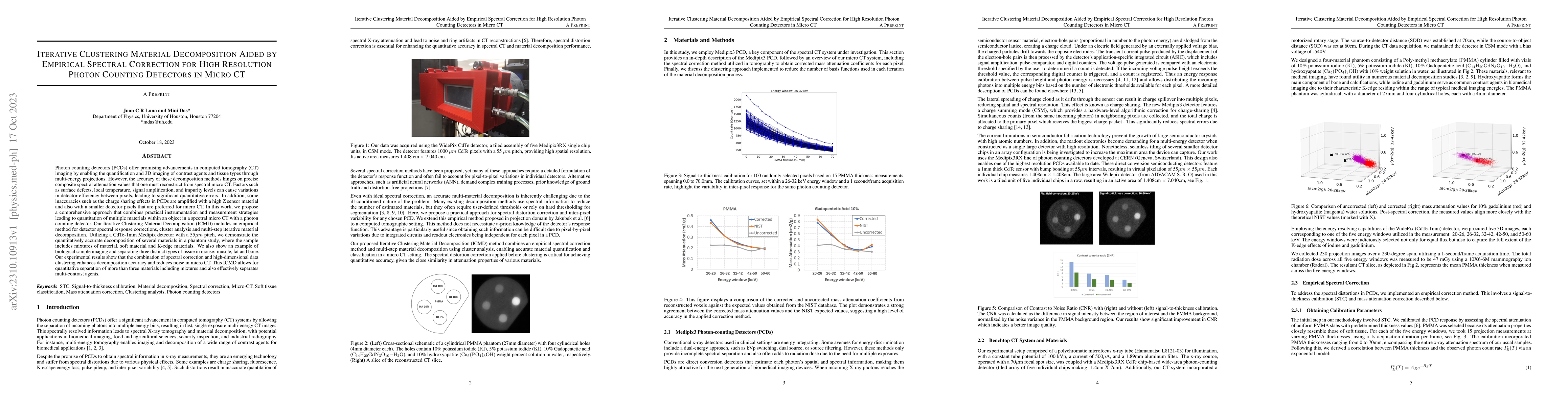 Thumbnail for Iterative Clustering Material Decomposition Aided by Empirical Spectral
  Correction for High-Resolution Photon-Counting Detectors in Micro-CT