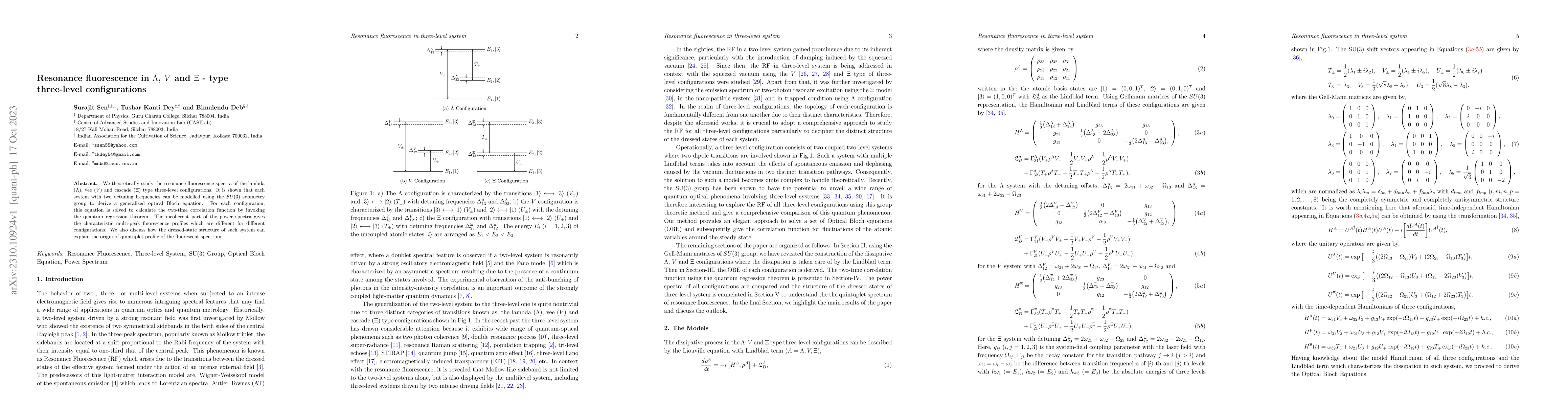 Thumbnail for Resonance fluorescence in $\Lambda$, $V$ and $\Xi$ -- type three-level
  configurations