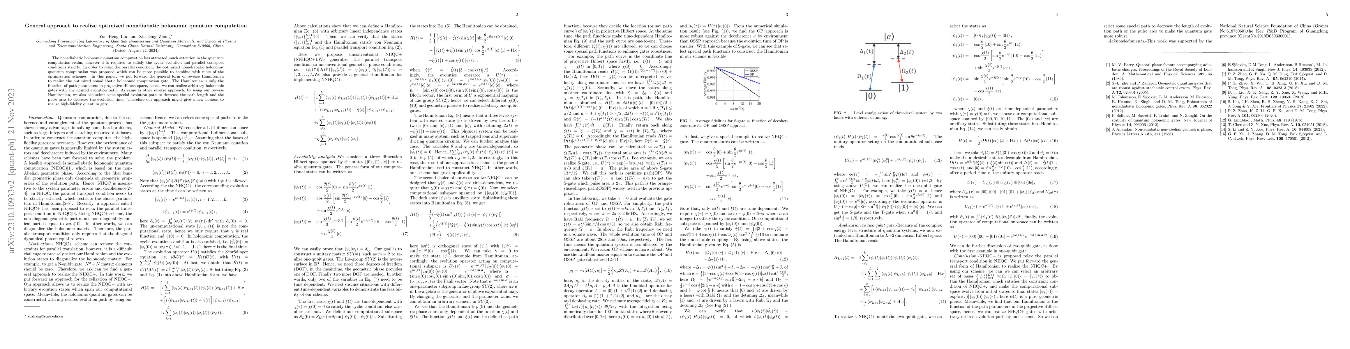 Thumbnail for General approach to realize optimized nonadiabatic holonomic quantum
  computation