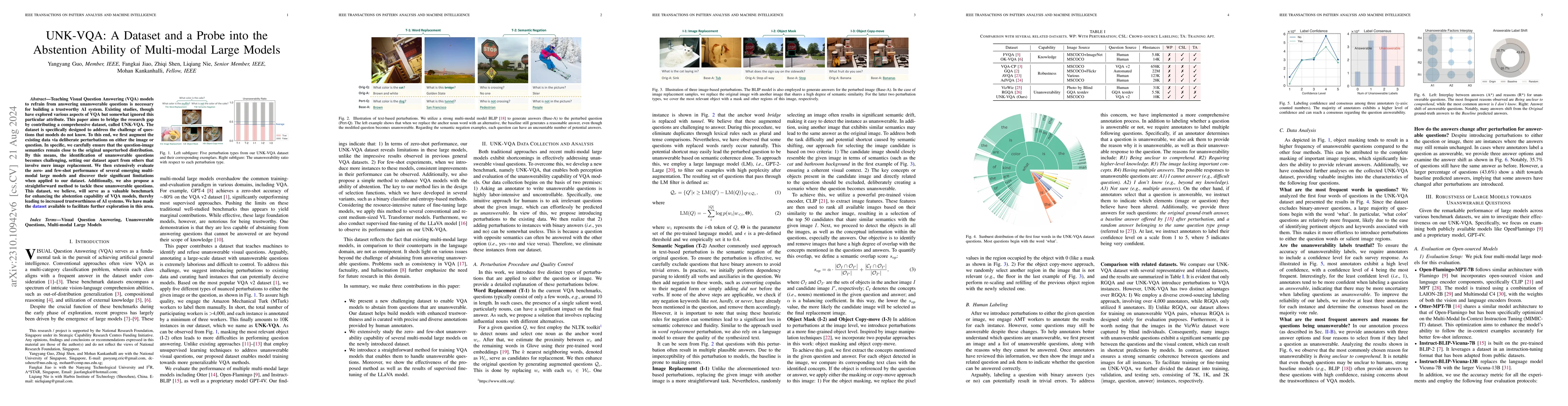 Thumbnail for UNK-VQA: A Dataset and a Probe into the Abstention Ability of
  Multi-modal Large Models