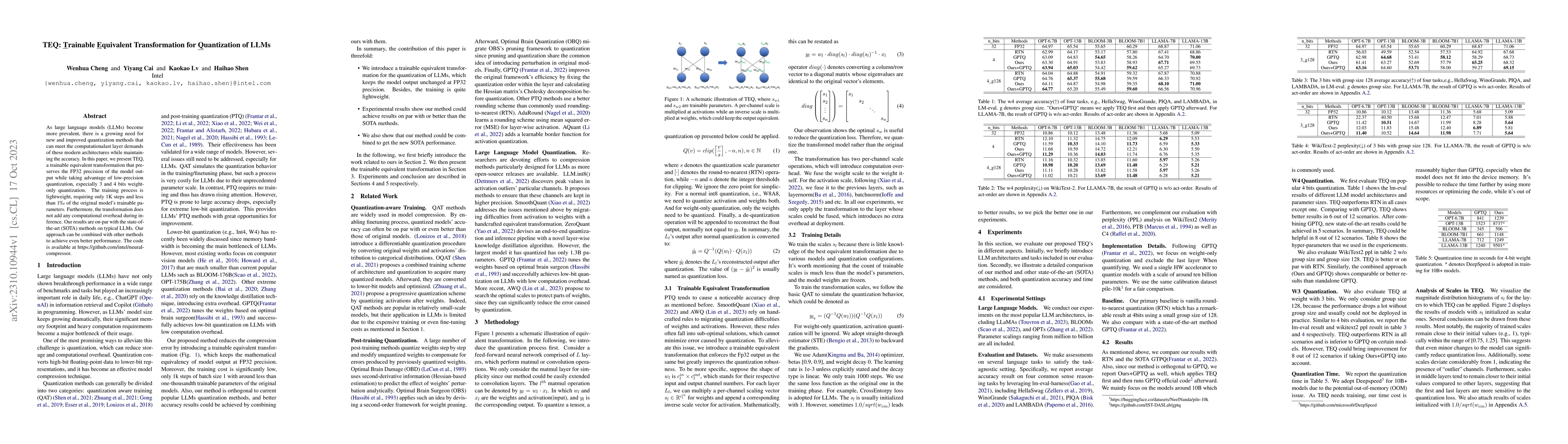 Thumbnail for TEQ: Trainable Equivalent Transformation for Quantization of LLMs