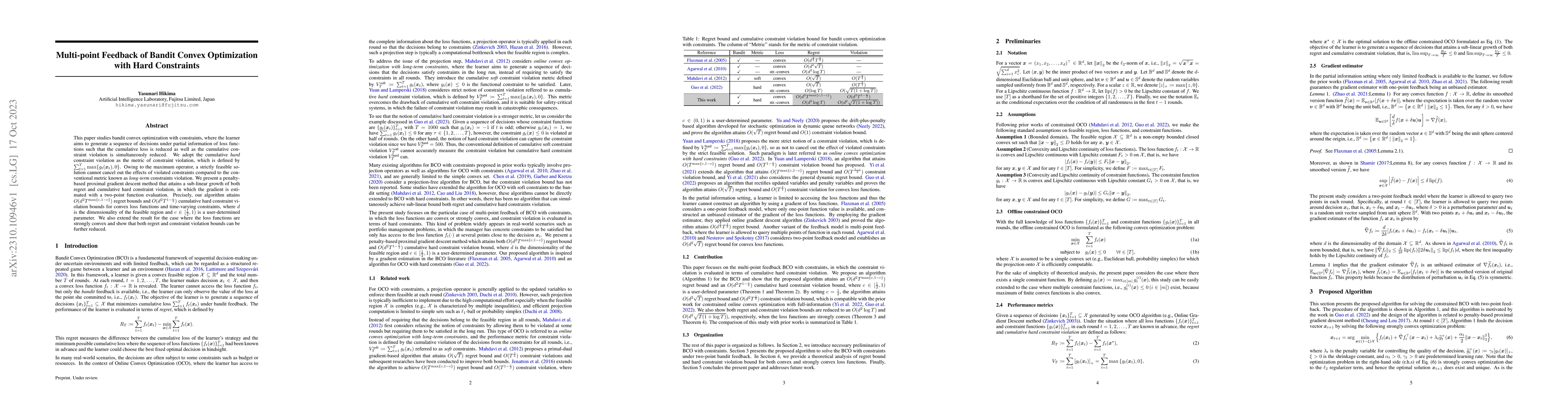 Thumbnail for Multi-point Feedback of Bandit Convex Optimization with Hard Constraints