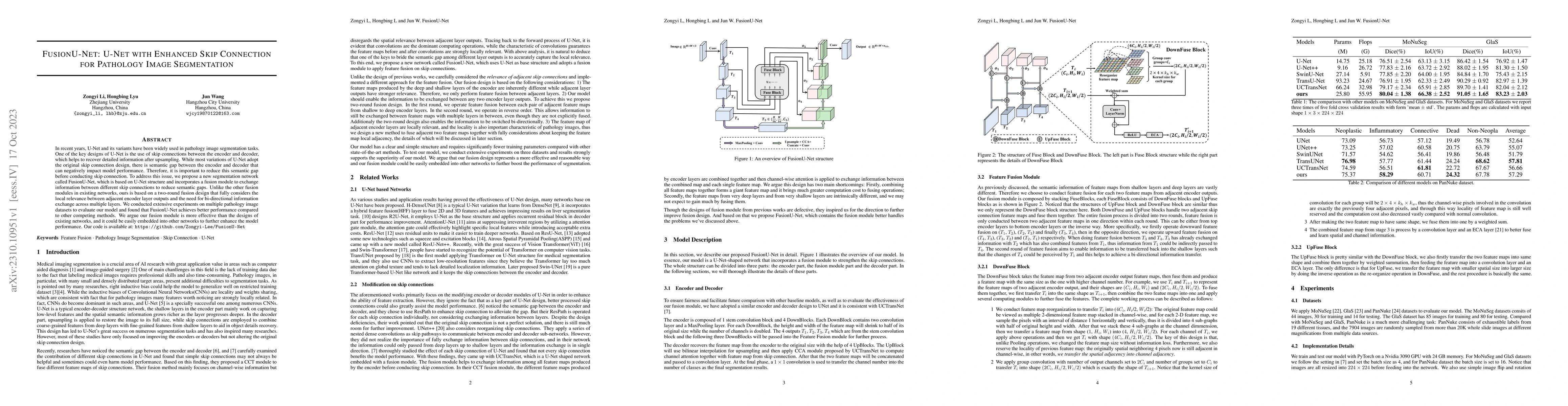 Thumbnail for FusionU-Net: U-Net with Enhanced Skip Connection for Pathology Image
  Segmentation