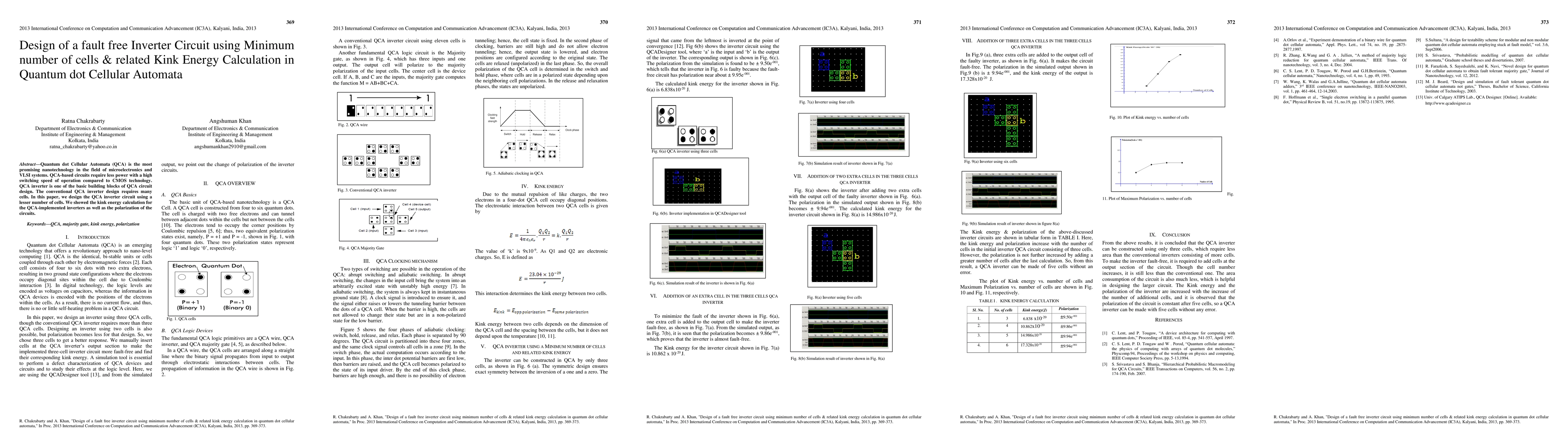 Thumbnail for Design of a fault free Inverter Circuit using Minimum number of cells &
  related Kink Energy Calculation in Quantum dot Cellular Automata