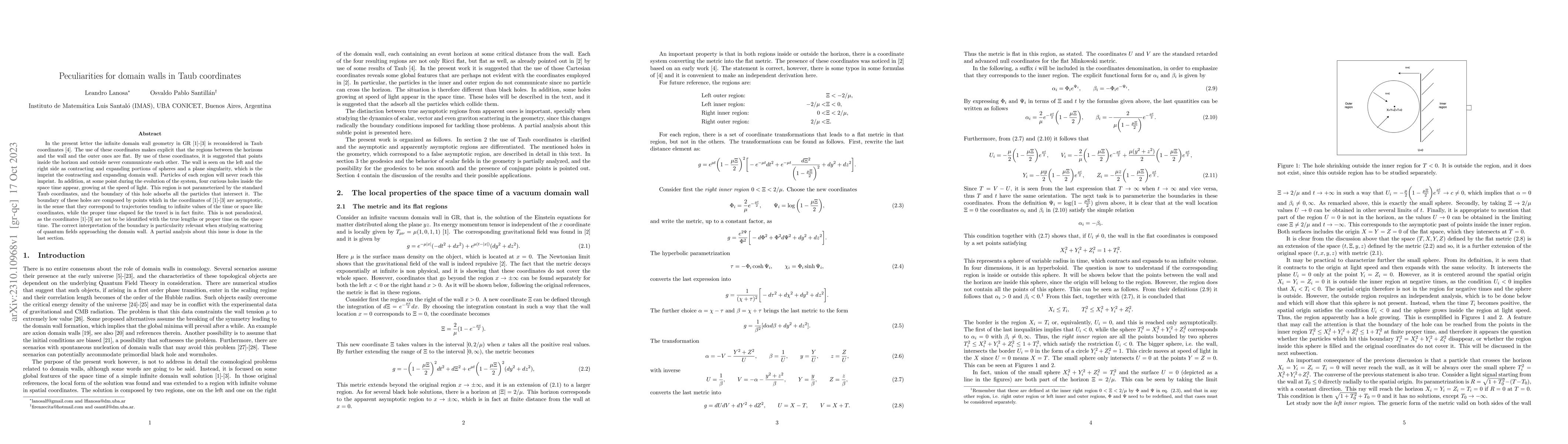 Thumbnail for Peculiarities for domain walls in Taub coordinates
