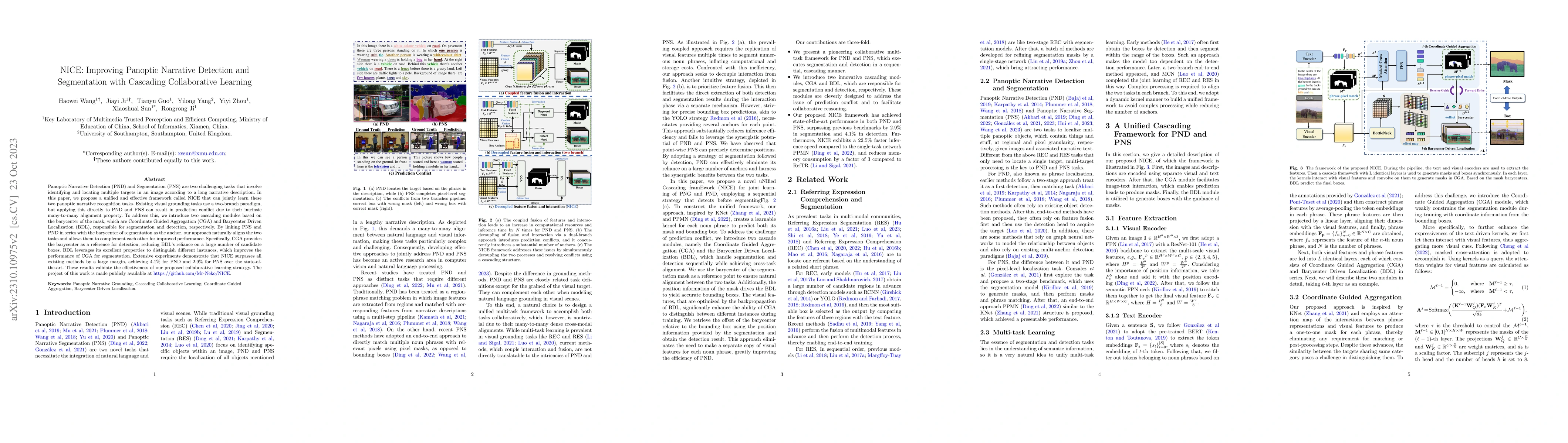 Thumbnail for NICE: Improving Panoptic Narrative Detection and Segmentation with
  Cascading Collaborative Learning