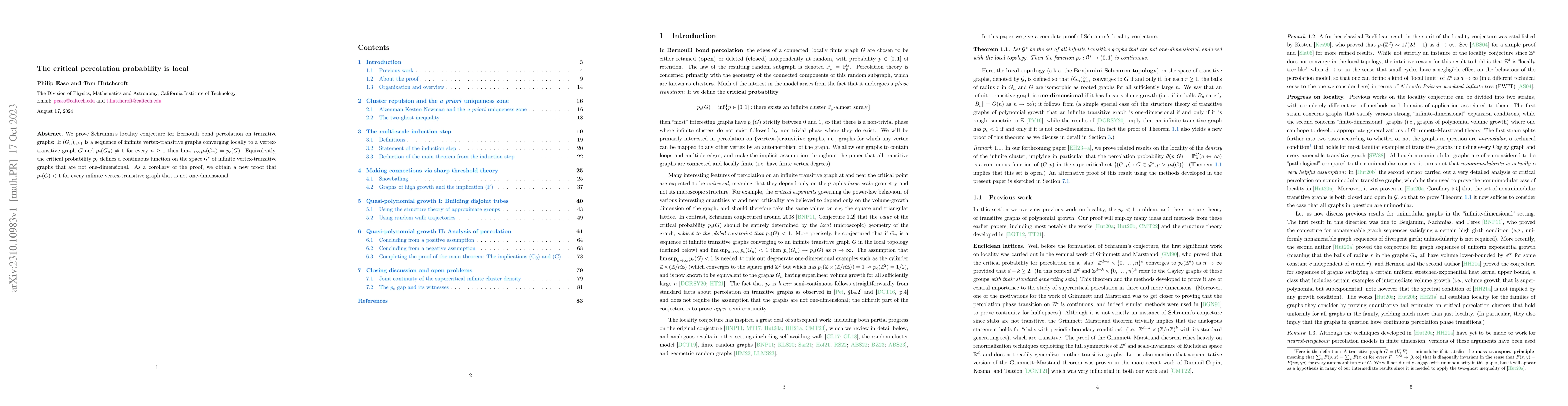 Thumbnail for The critical percolation probability is local