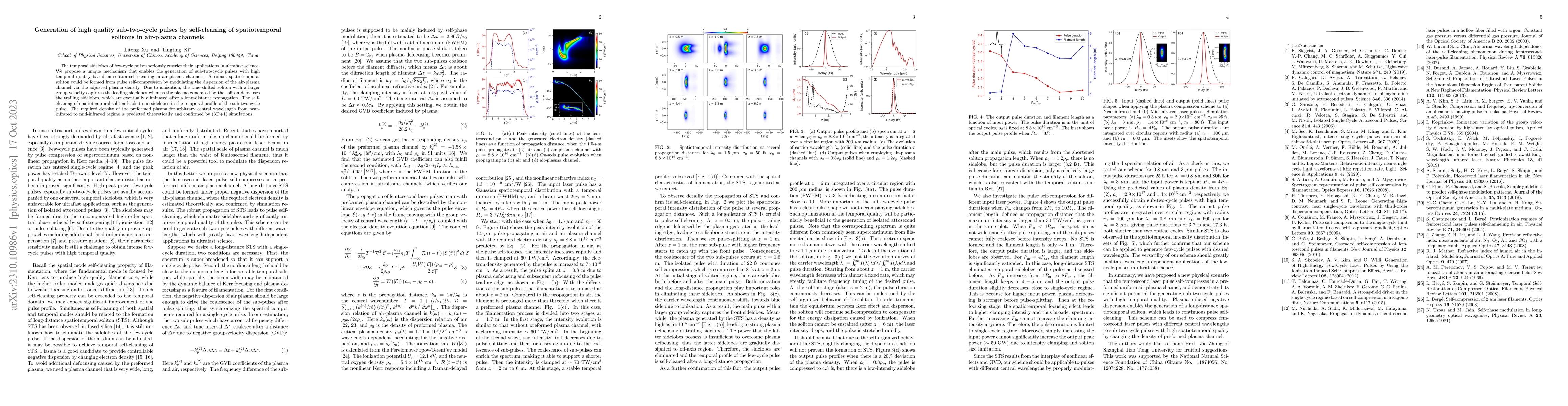 Thumbnail for Generation of high quality sub-two-cycle pulses by self-cleaning of
  spatiotemporal solitons in air-plasma channels