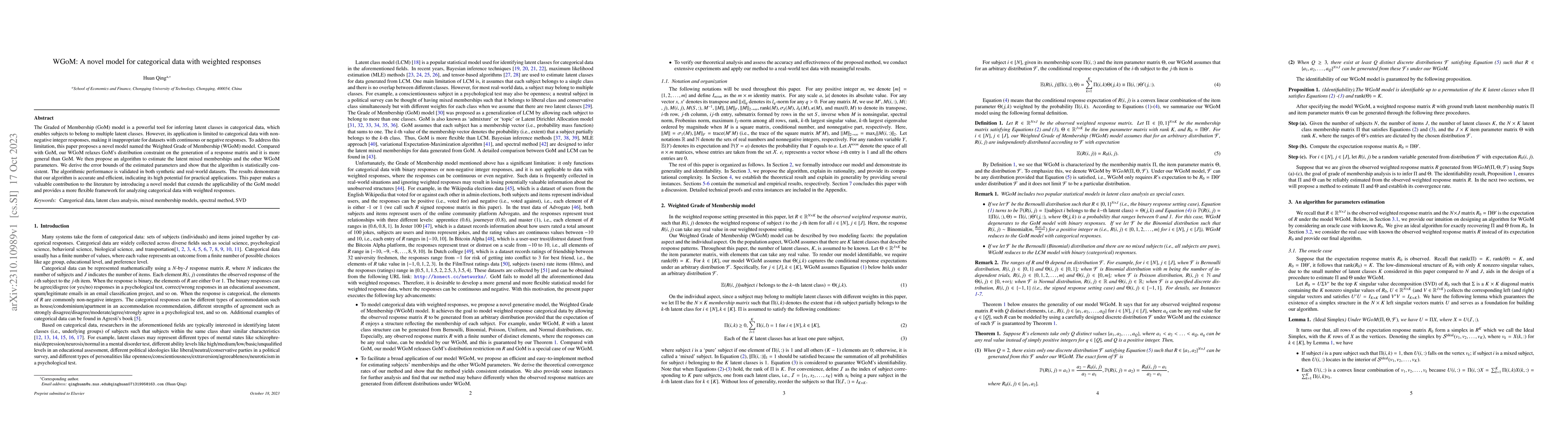 Thumbnail for WGoM: A novel model for categorical data with weighted responses