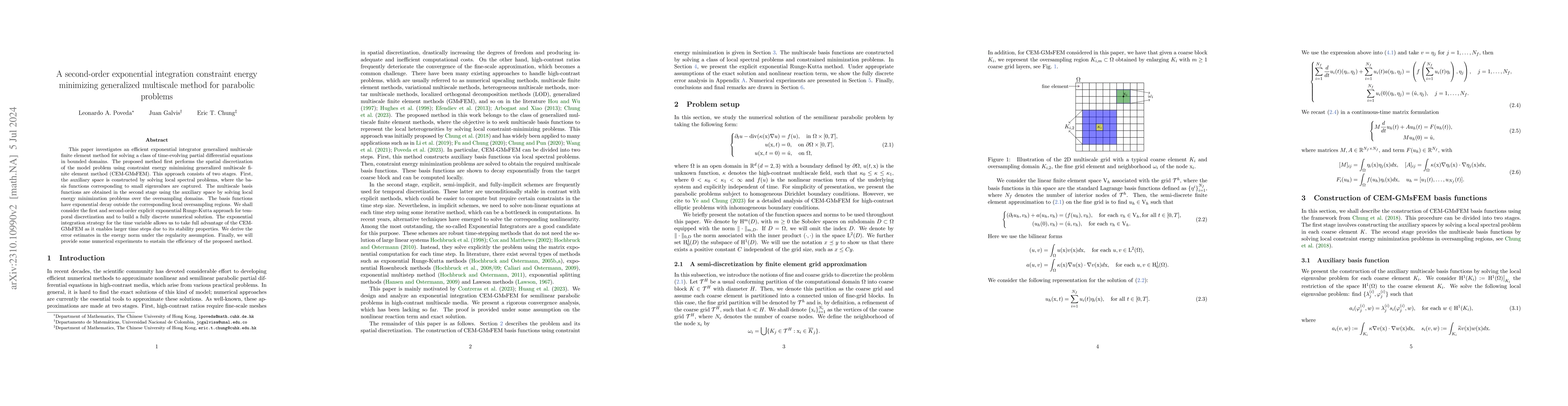 Thumbnail for A second-order exponential integration constraint energy minimizing
  generalized multiscale method for parabolic problems