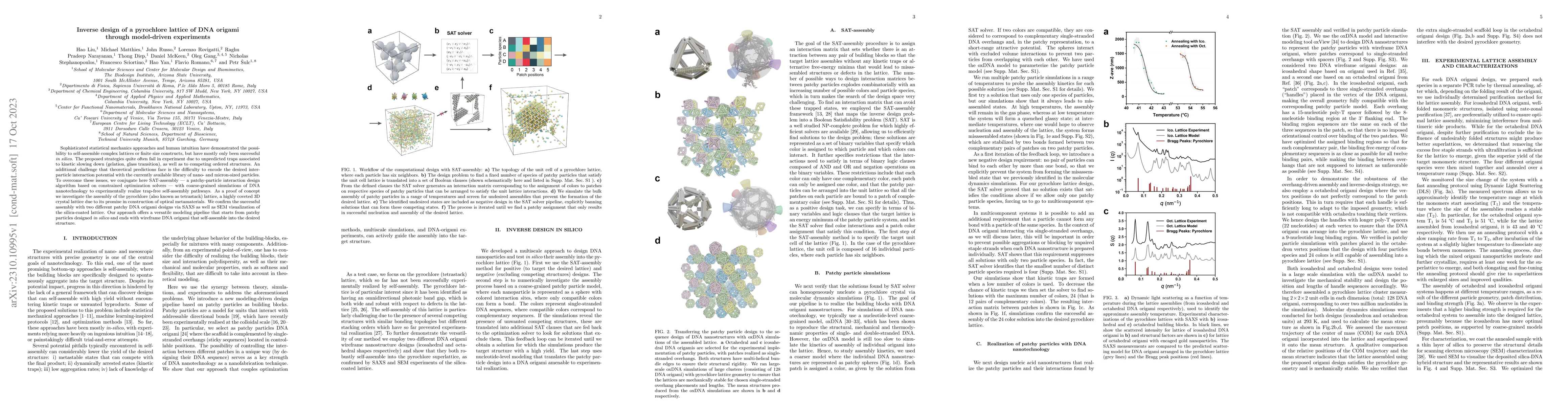 Thumbnail for Inverse design of a pyrochlore lattice of DNA origami through
  model-driven experiments
