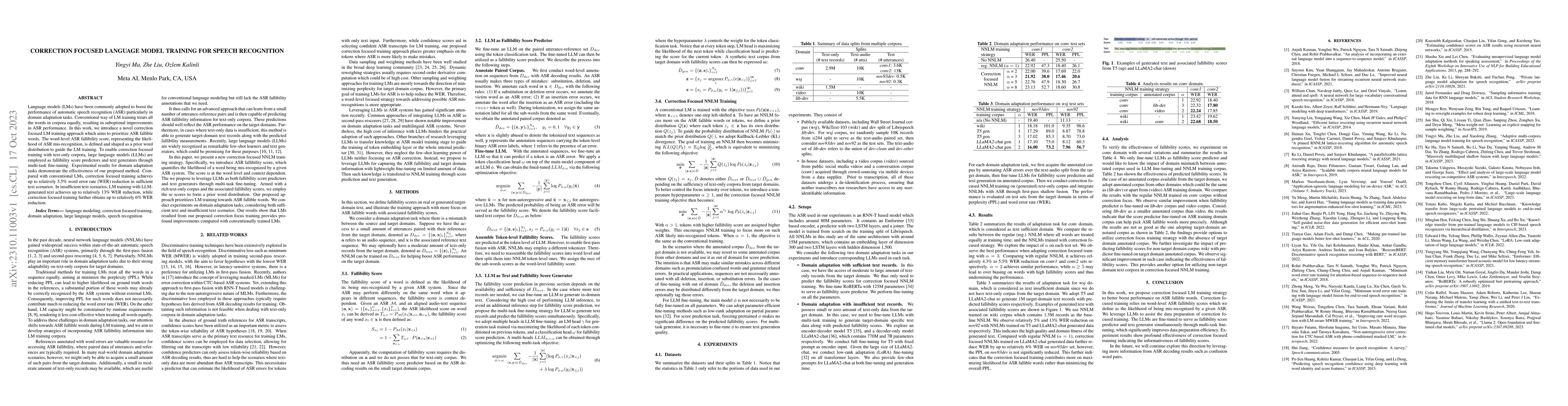 Thumbnail for Correction Focused Language Model Training for Speech Recognition