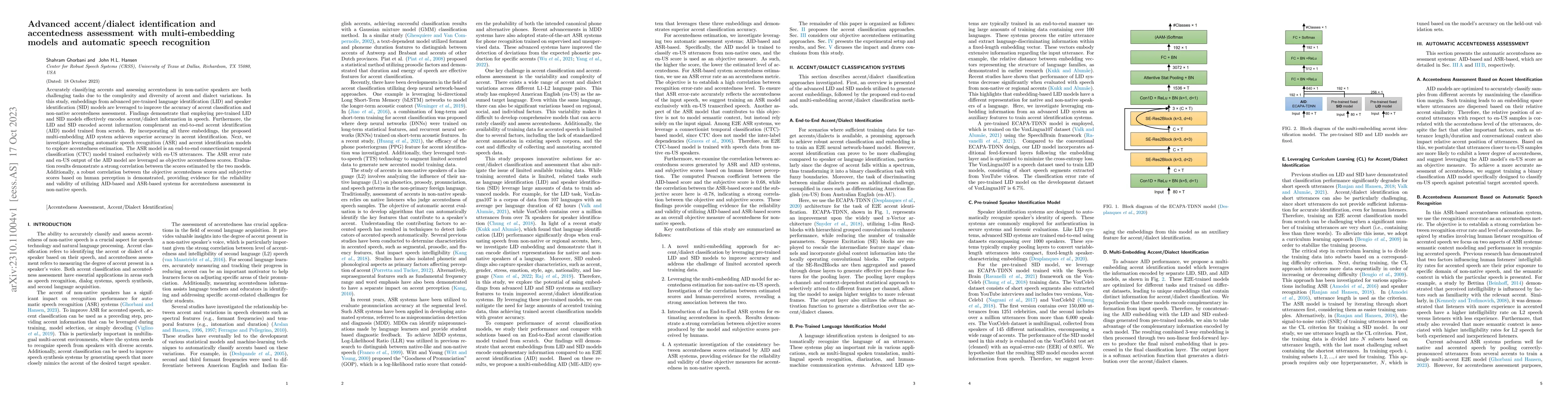 Thumbnail for Advanced accent/dialect identification and accentedness assessment with
  multi-embedding models and automatic speech recognition