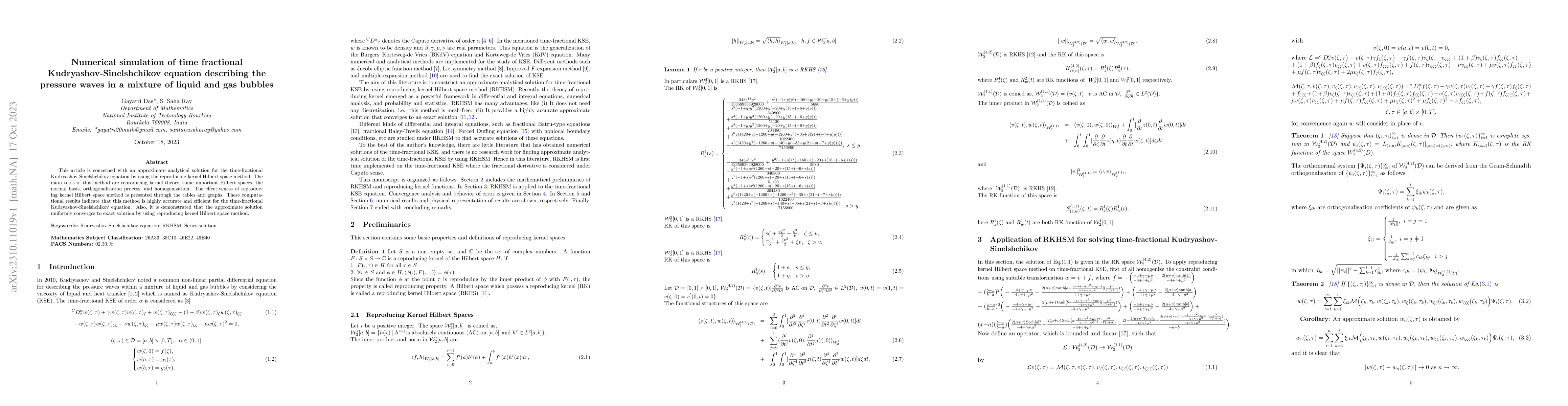 Thumbnail for Numerical simulation of time fractional Kudryashov Sinelshchikov
  equation describing the pressure waves in a mixture of liquid and gas bubbles
