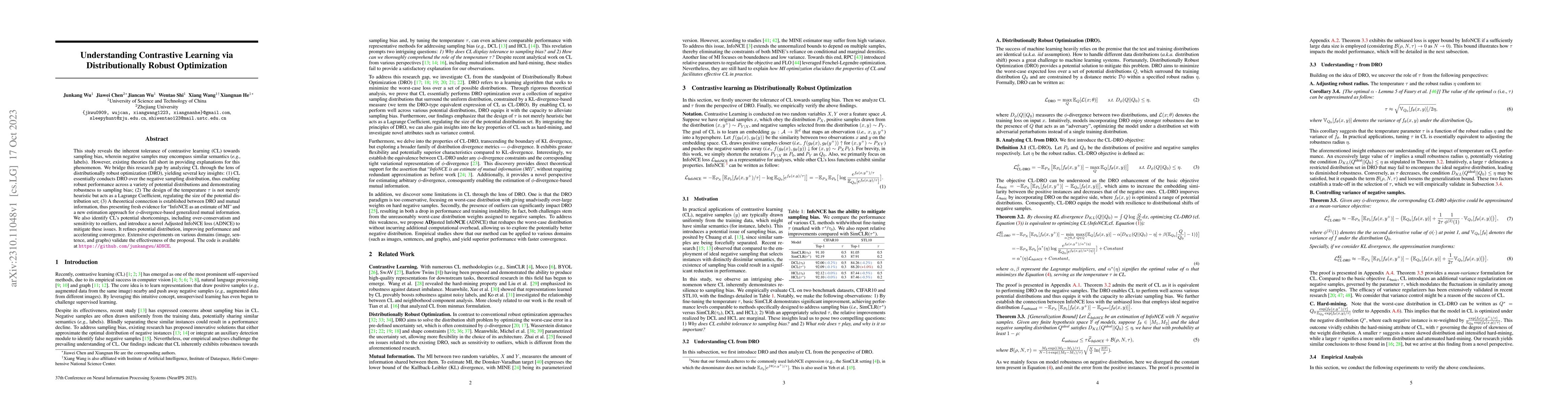 Thumbnail for Understanding Contrastive Learning via Distributionally Robust
  Optimization