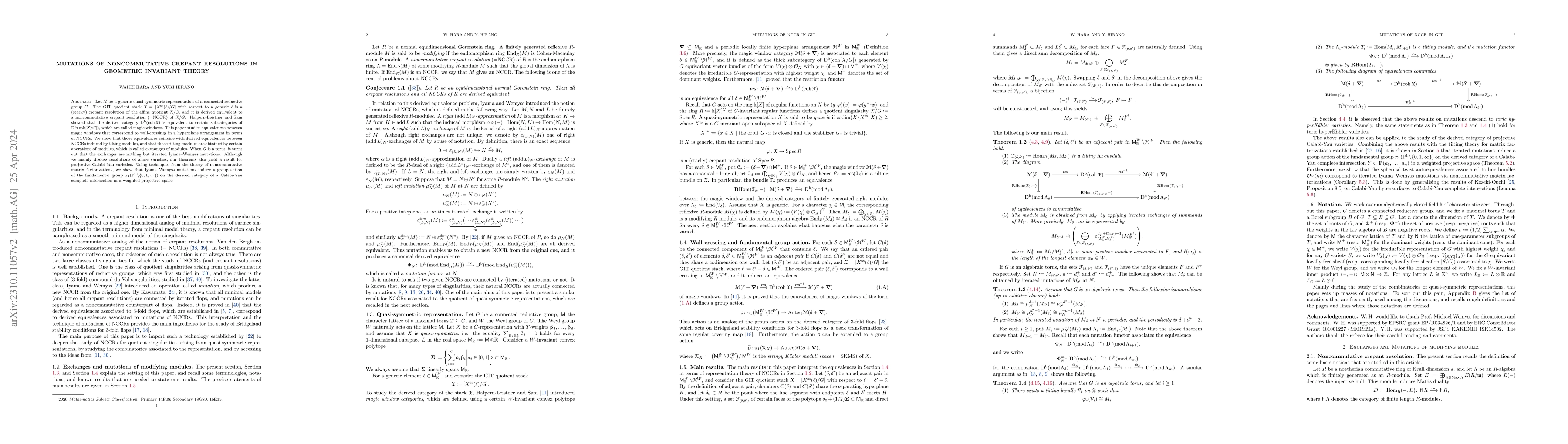 Thumbnail for Mutations of noncommutative crepant resolutions in geometric invariant
  theory