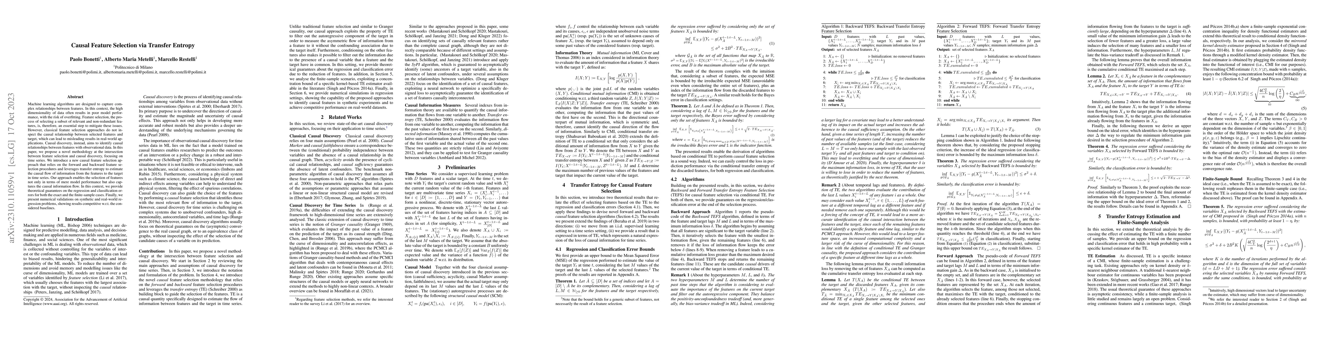 Thumbnail for Causal Feature Selection via Transfer Entropy