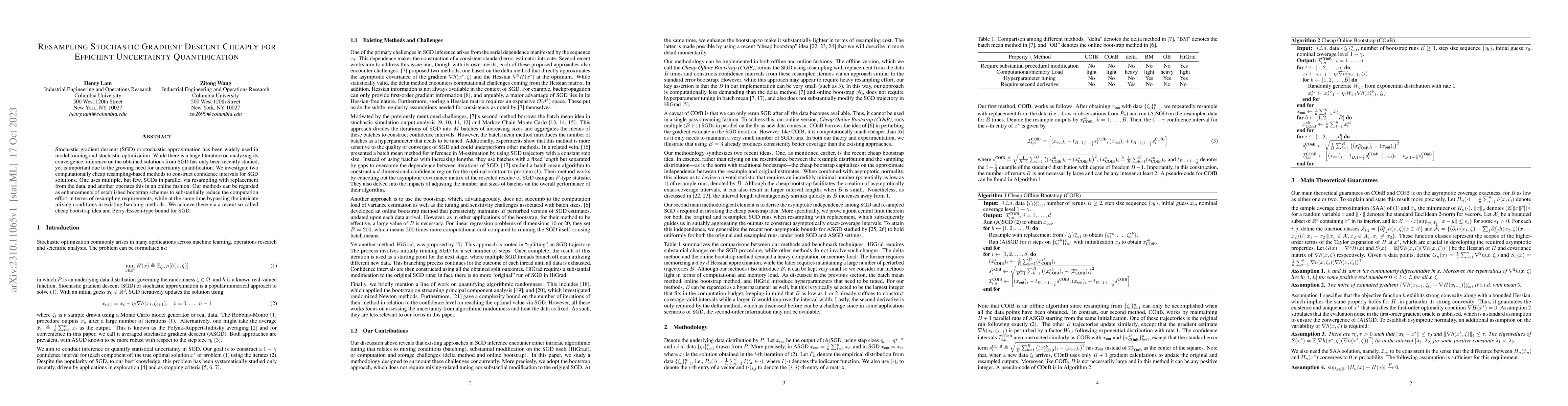 Thumbnail for Resampling Stochastic Gradient Descent Cheaply for Efficient Uncertainty
  Quantification