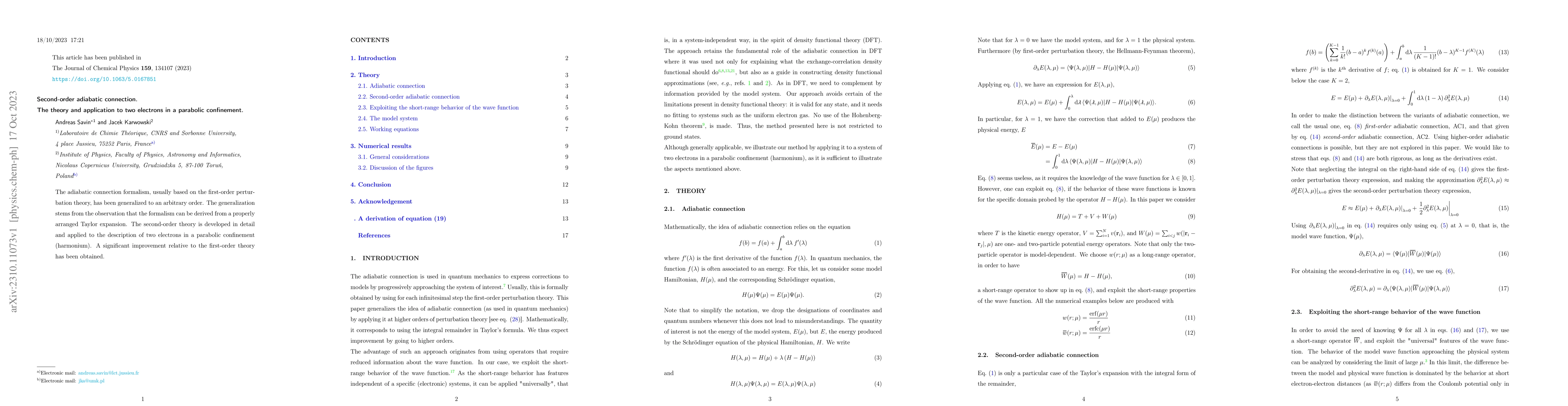 Thumbnail for Second-order adiabatic connection: The theory and application to two
  electrons in a parabolic confinement