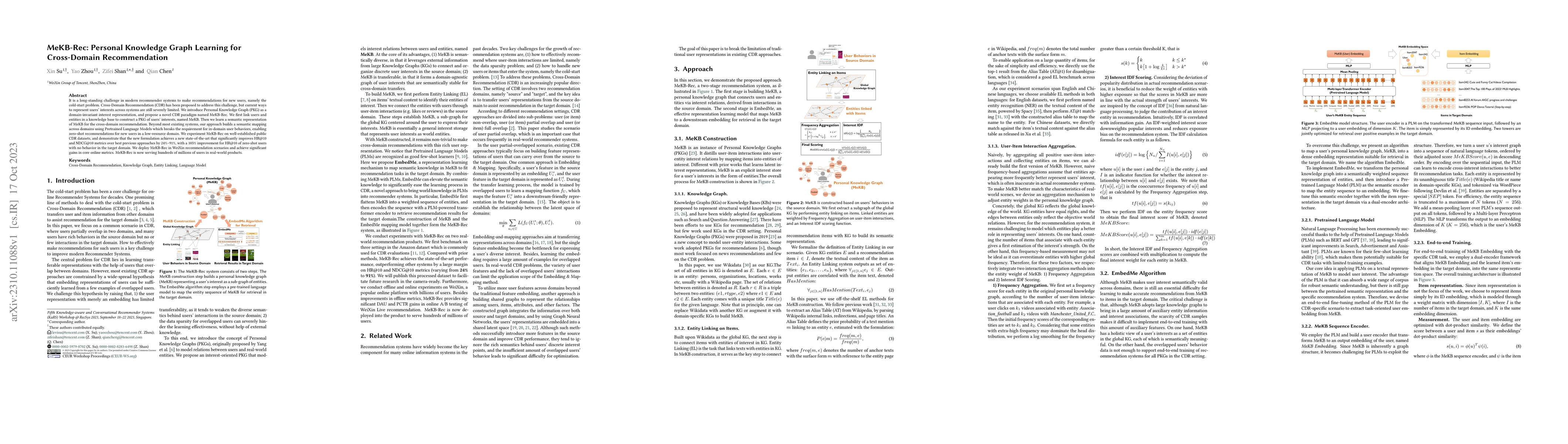 Thumbnail for MeKB-Rec: Personal Knowledge Graph Learning for Cross-Domain
  Recommendation
