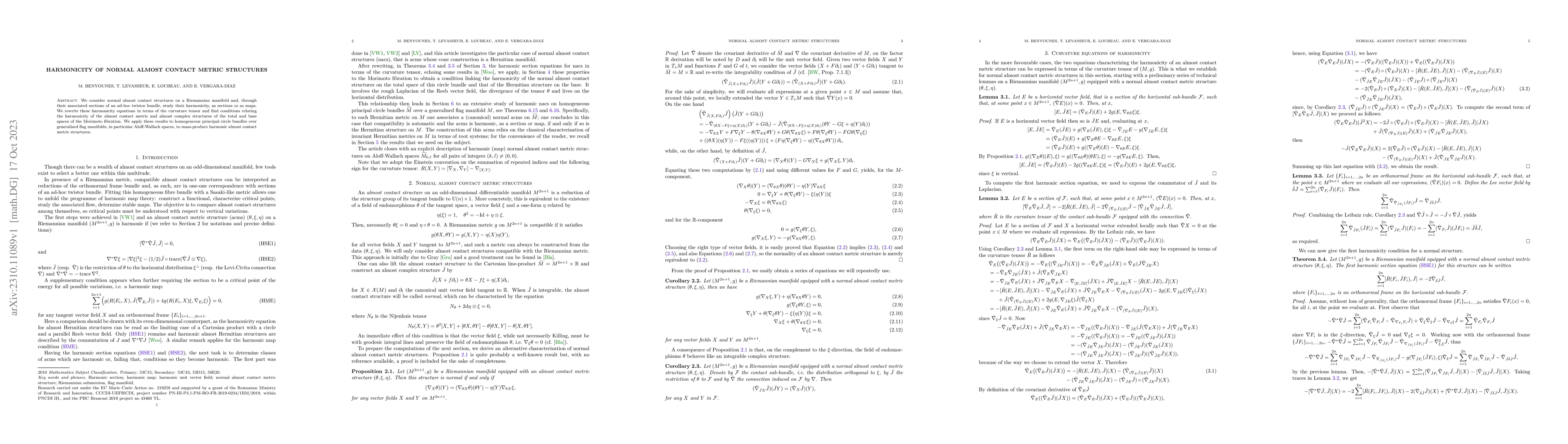 Thumbnail for Harmonicity of normal almost contact metric structures