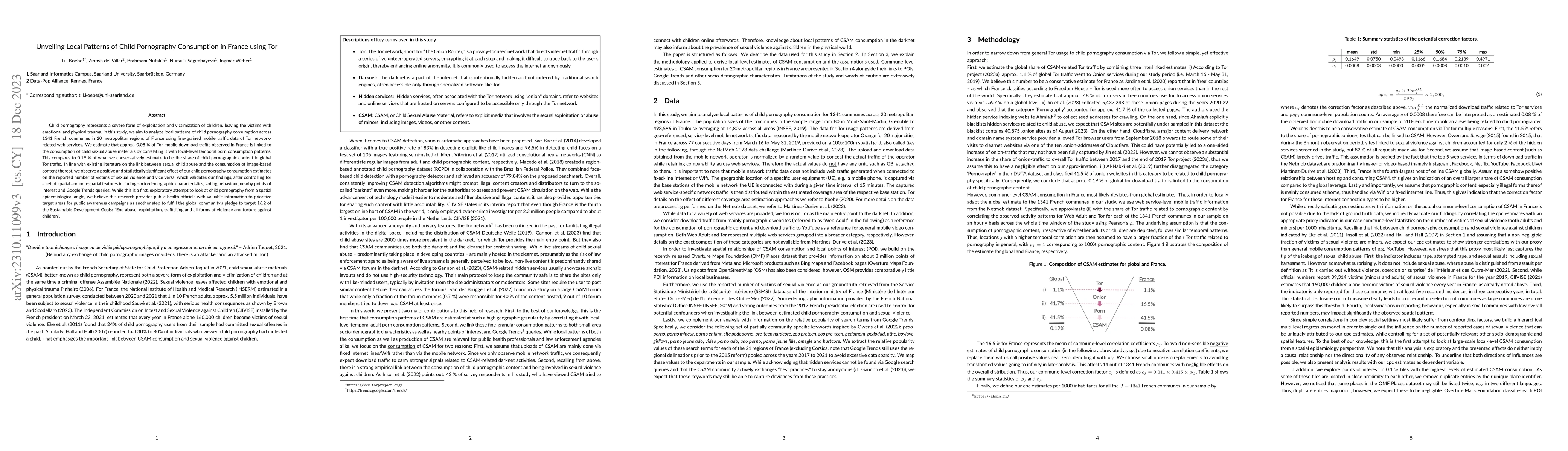 Thumbnail for Unveiling Local Patterns of Child Pornography Consumption in France
  using Tor