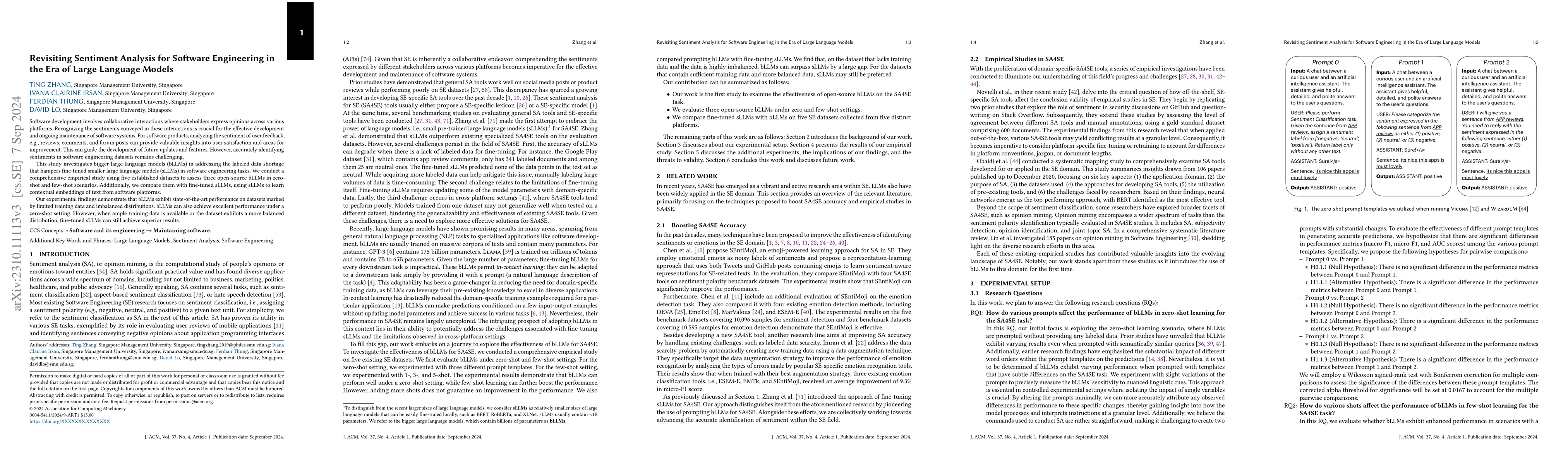 Thumbnail for Revisiting Sentiment Analysis for Software Engineering in the Era of
  Large Language Models