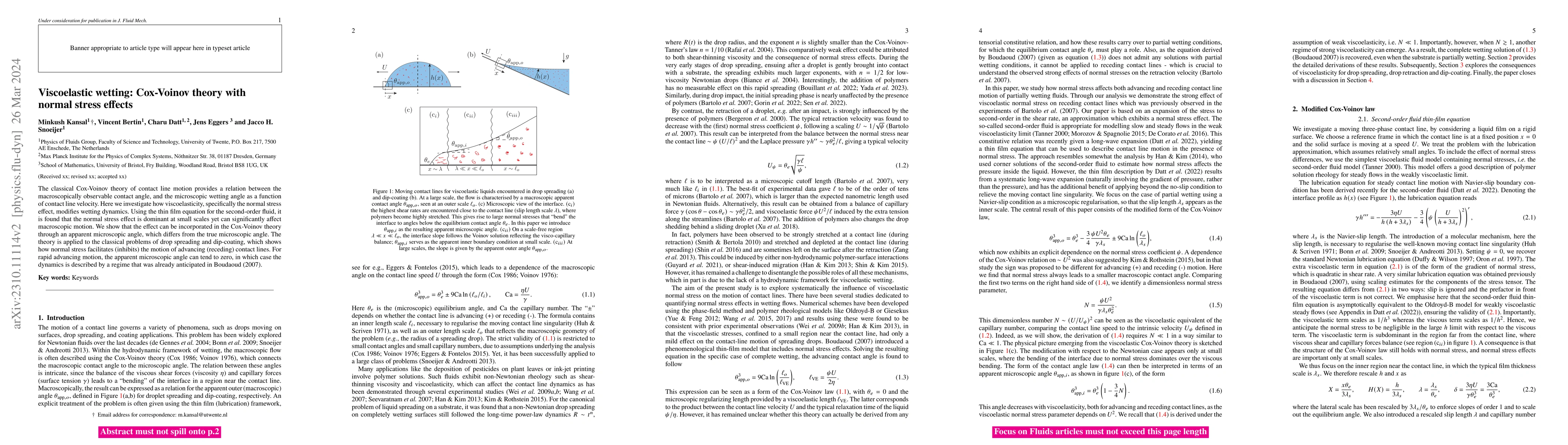 Thumbnail for Viscoelastic wetting: Cox-Voinov theory with normal stress effects