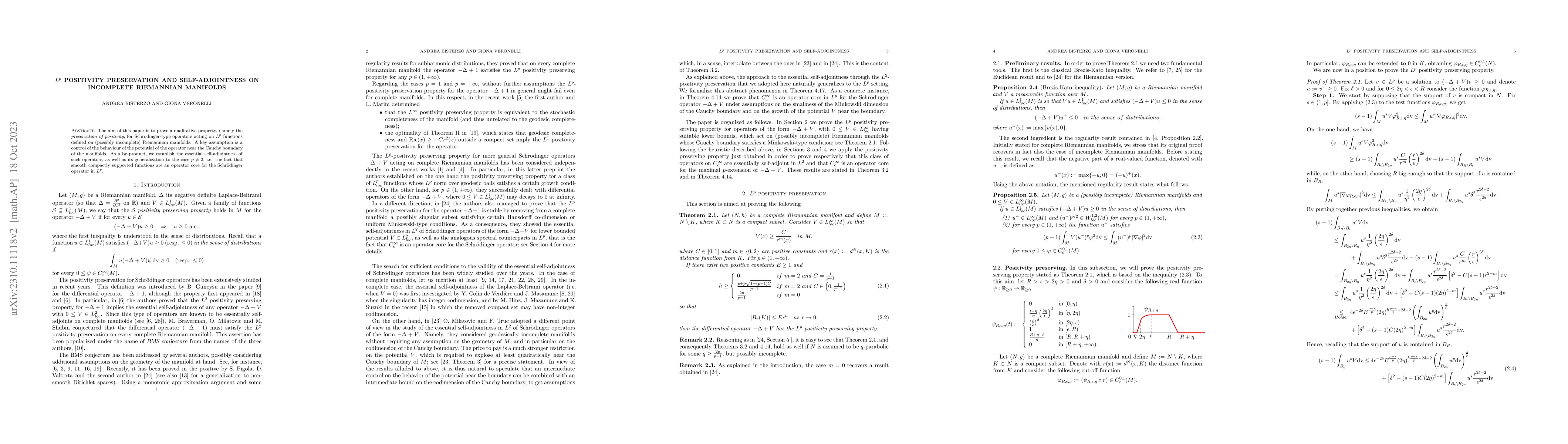 Thumbnail for $L^p$ positivity preservation and self-adjointness on incomplete
  Riemannian manifolds