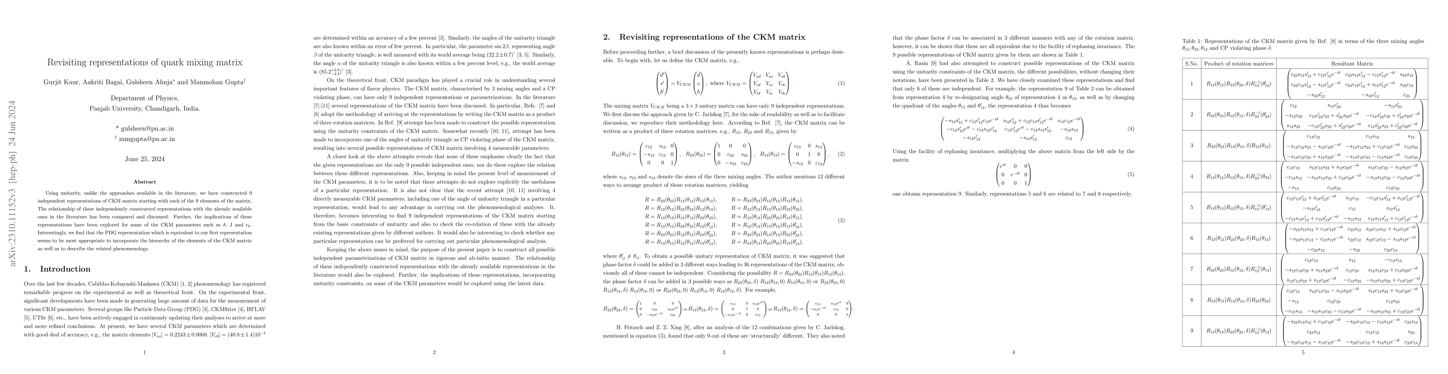 Thumbnail for Revisiting representations of quark mixing matrix