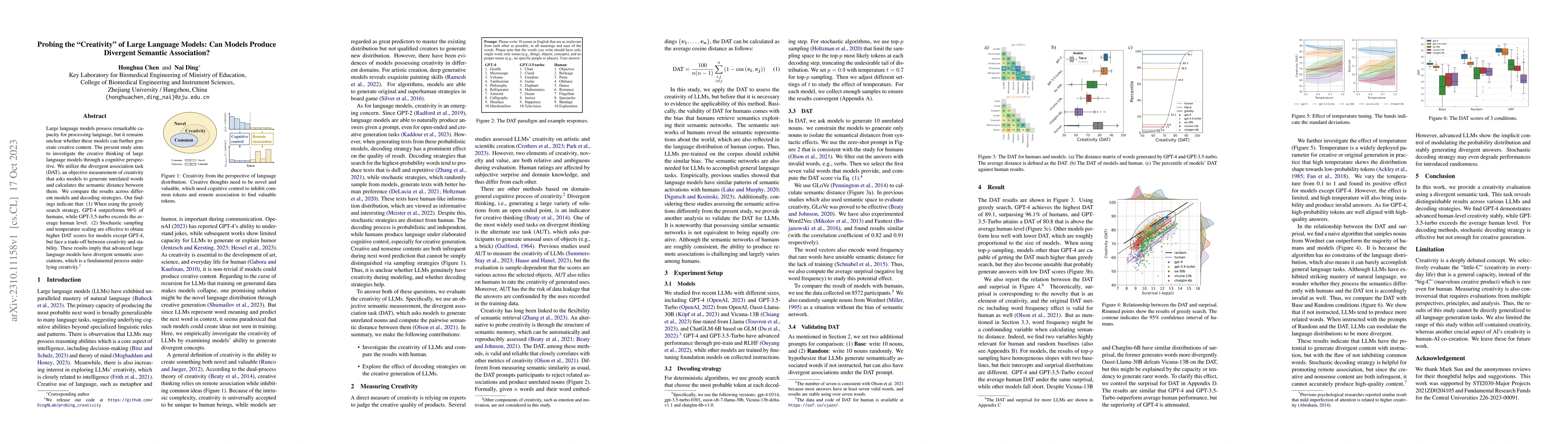 Thumbnail for Probing the Creativity of Large Language Models: Can models produce
  divergent semantic association?