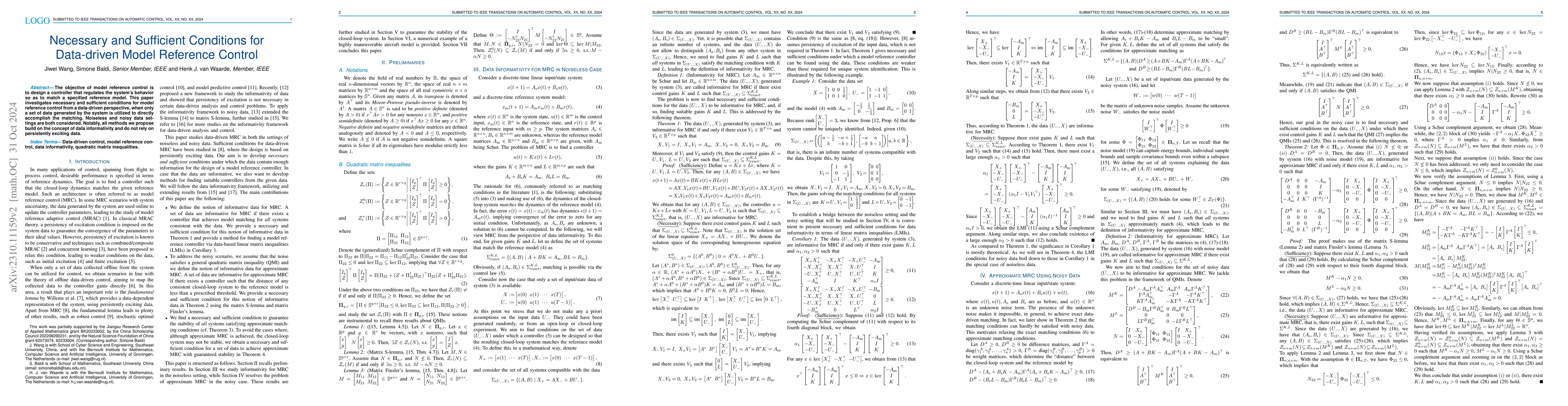 Thumbnail for Necessary and Sufficient Conditions for Data-driven Model Reference
  Control