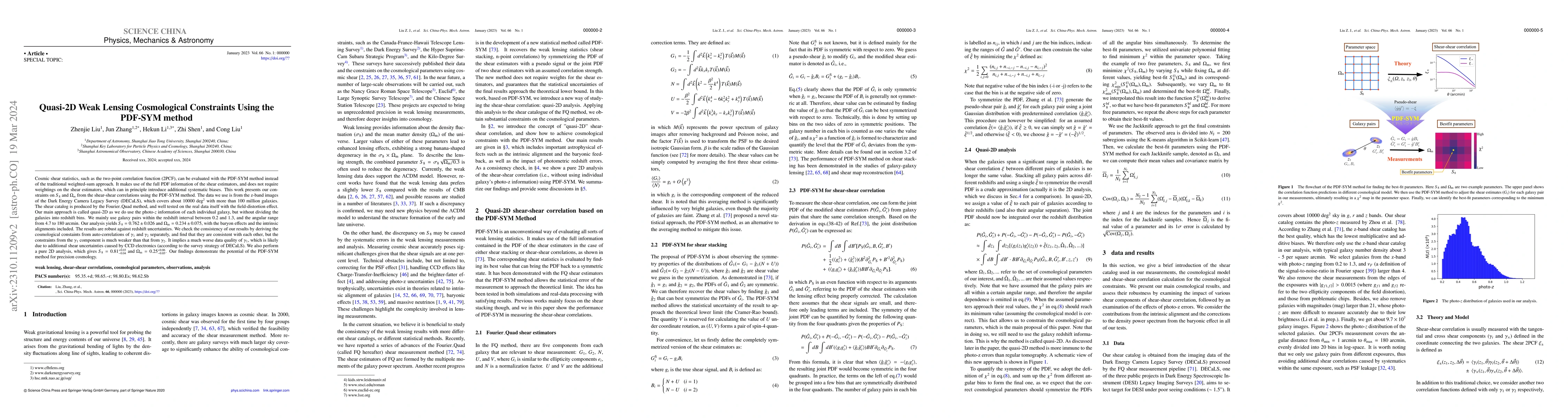 Thumbnail for Quasi-2D Weak Lensing Cosmological Constraints Using the PDF-SYM method