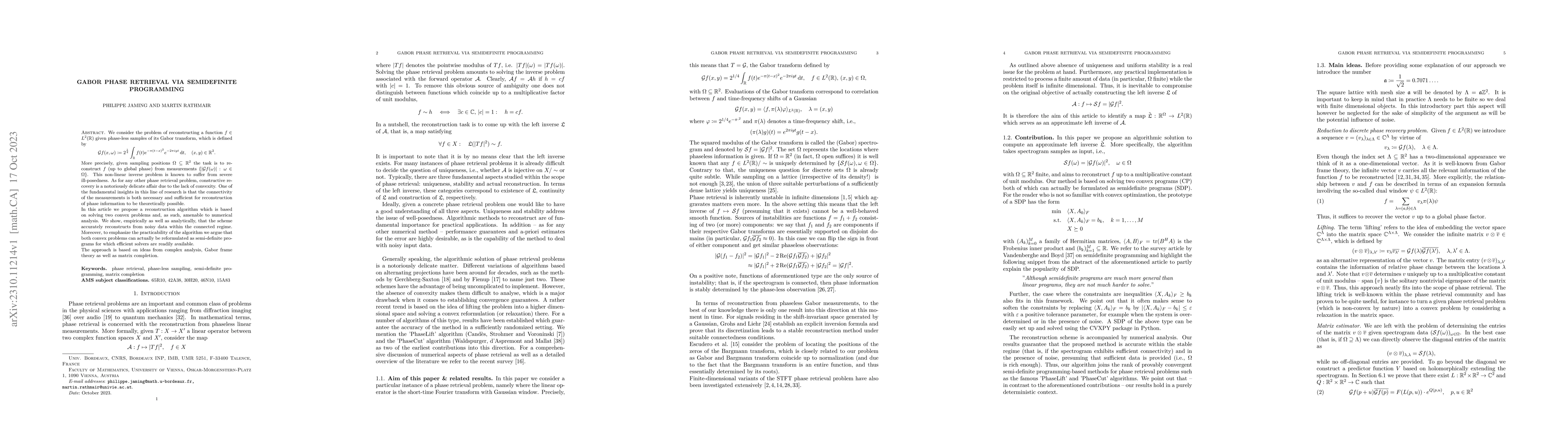 Thumbnail for Gabor phase retrieval via semidefinite programming