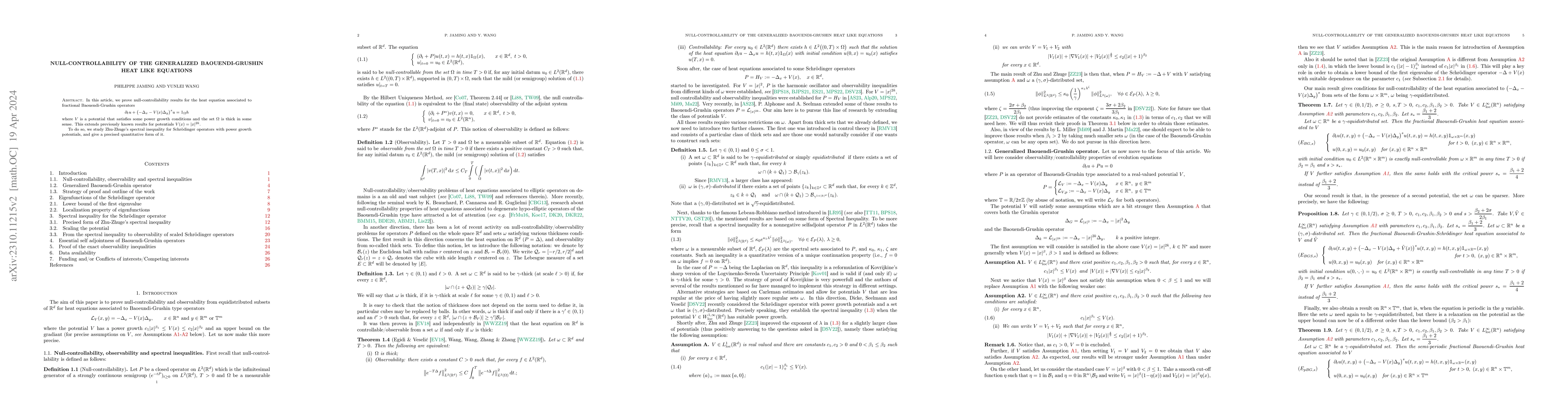Thumbnail for Null-controllability of the Generalized Baouendi-Grushin heat like
  equations
