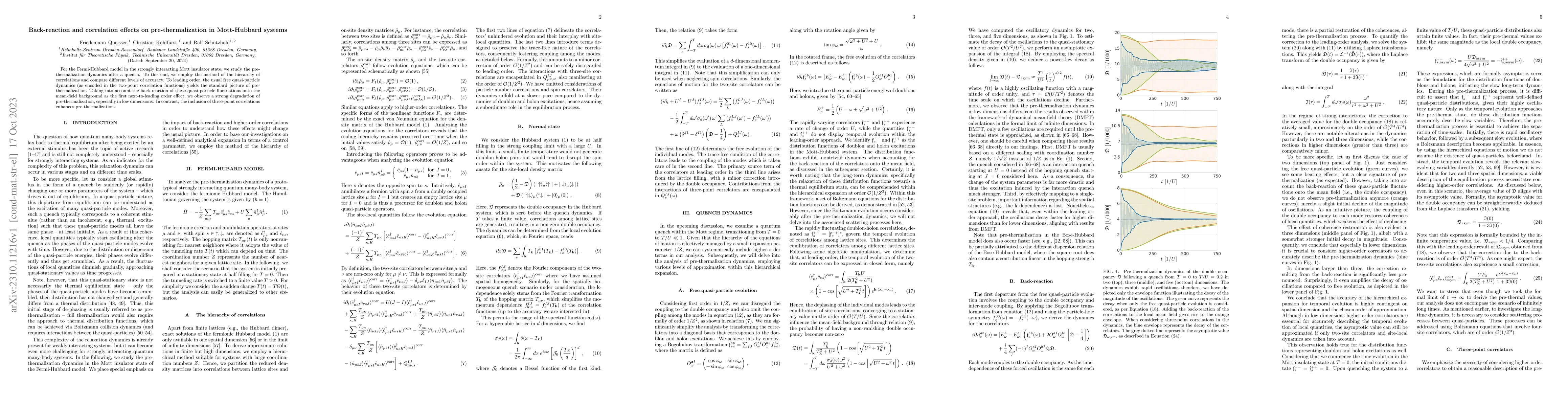 Thumbnail for Back-reaction and correlation effects on pre-thermalization in
  Mott-Hubbard systems